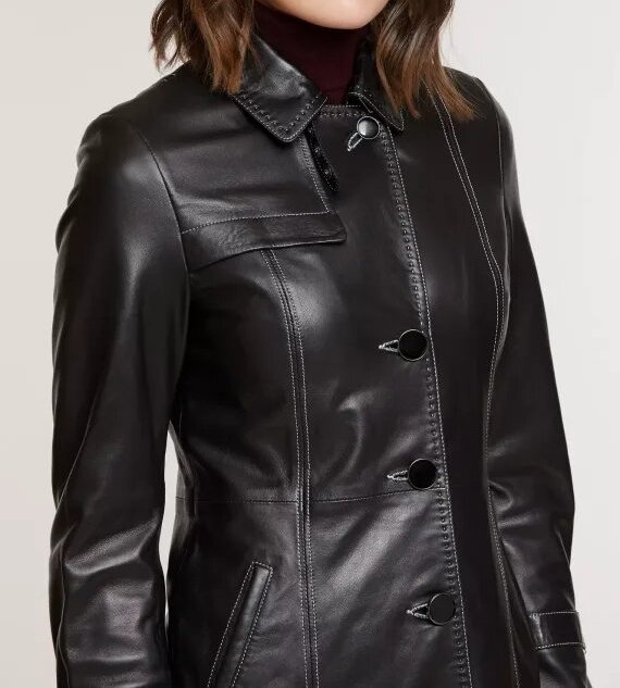 Aria Sheepskin Leather Trench Coat for Sale