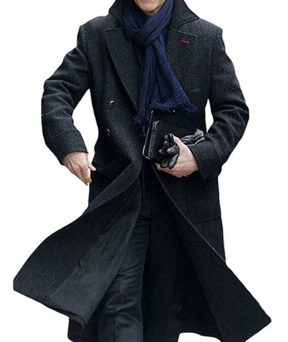 Private Detective Mens Grey Wool Coat