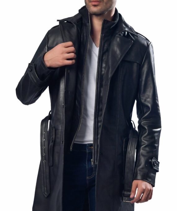 Real Leather Thicked Trench Coat