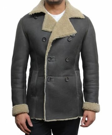 Real Leather Peacoat for men