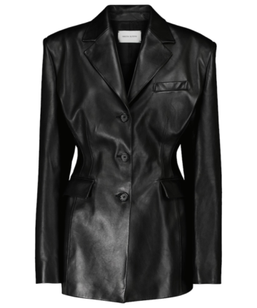 Women's Black Fitted Single-breasted Leather Blazer Jacket