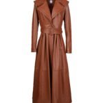 Leather Full-Skirt Trench Coat
