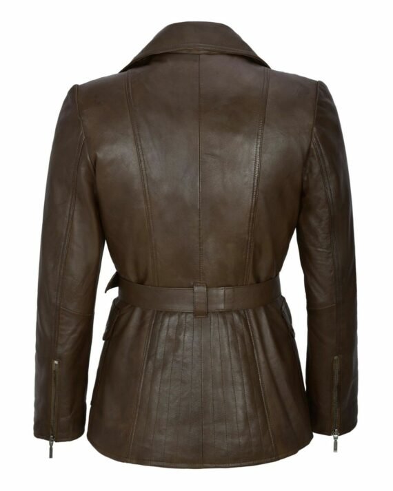 Mid Length Brown Trench Coat for Women