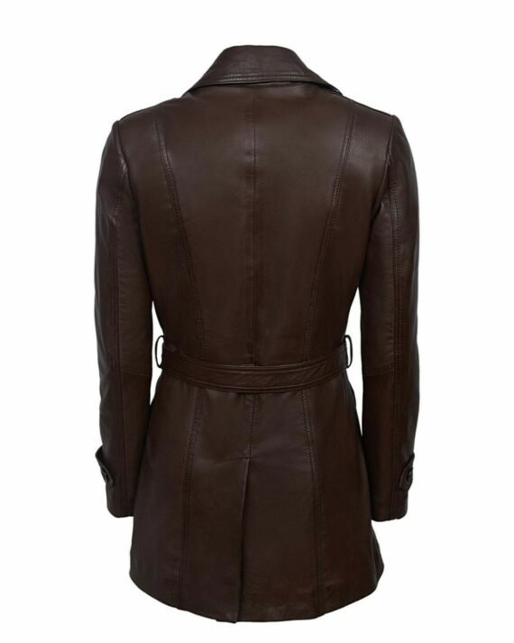 Trench Belted Leather Coat for Women