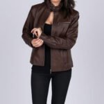 Women's Sheepskin Brown Leather Jacket