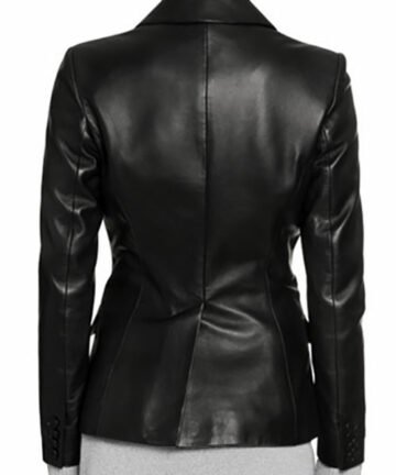 Black Stretch Leather Blazer for Sale