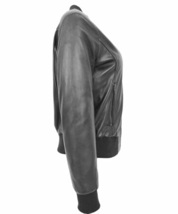 Stylish Black Bomber Leather Jacket for Women