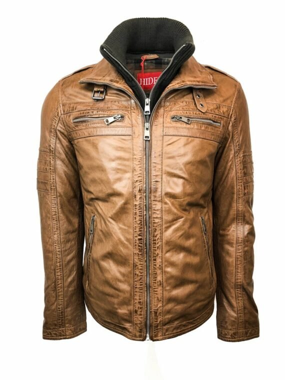 Cognac Leather Jacket Men