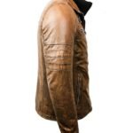 Cognac Leather Jacket Men Sleeves