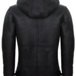 Detachable Hood Black & Black Leather Jacket
