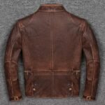 Brown Cowhide Leather Jacket Back