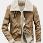 Mens Vintage Woolen Lined Thick Leather Lapel Warm Casual Jacket