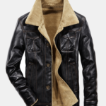 Mens Winter Casual Business Thicken Fleece Lining Warm Leather Jacket