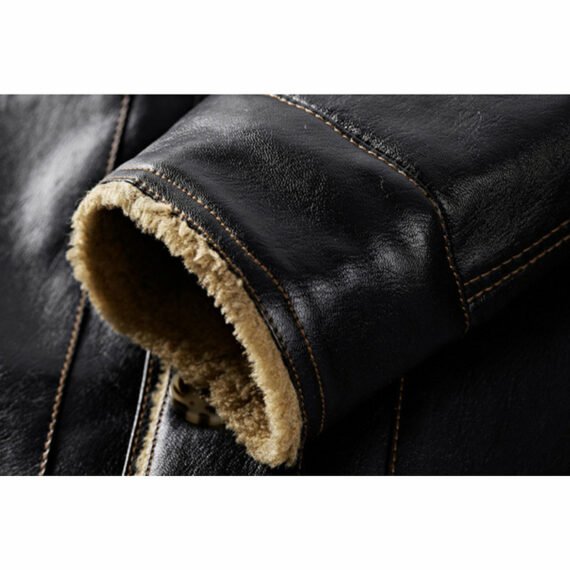 Winter Casual Business Thicken Fleece Lining Warm Leather Jacket Style