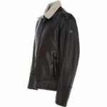 Brown Leather Jacket Teddy Lining for Sale
