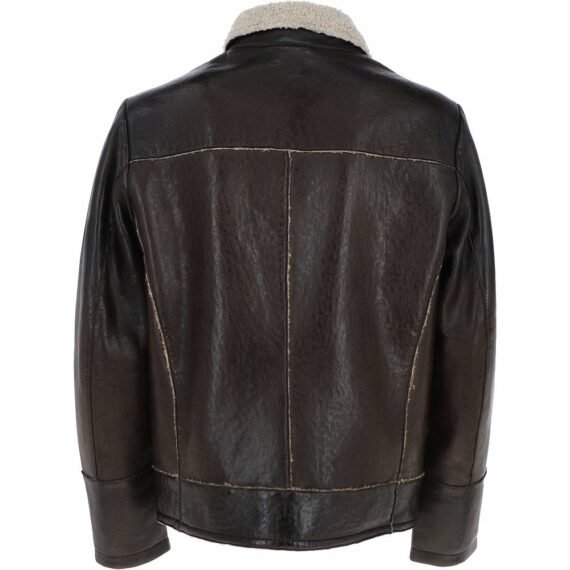 Brown Leather Jacket Teddy Lining for Men