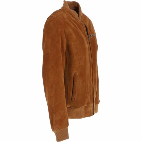 Suede Bomber Jacket Tan Brown for Sale