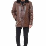 Leather Jacket with brown fur collar