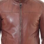 Brown Leather Jacket Zip Style