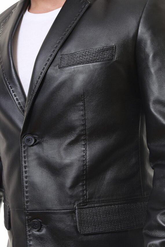 Blazer Leather Jacket Button Style