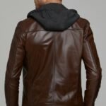 Brown Hooded Biker Leather Jacket
