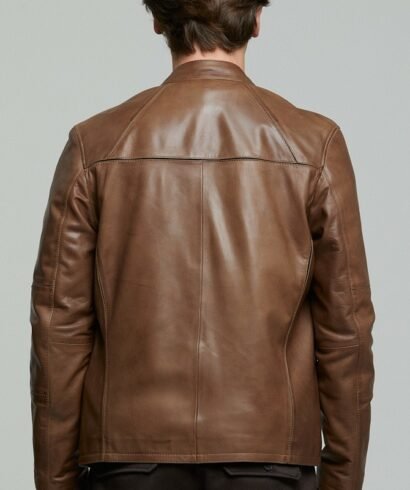 Chestnut Brown Leather Biker Jacket